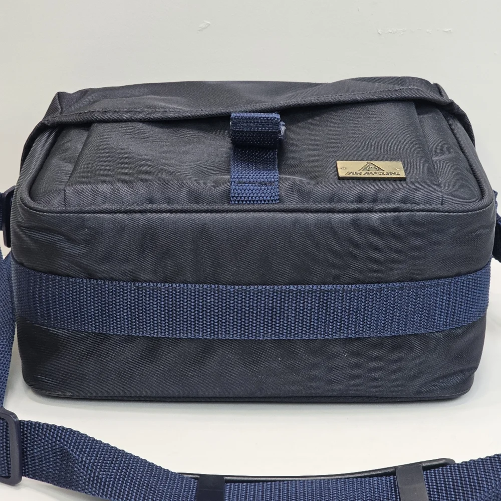 Armsuni Vintage Navy Padded Camera Bag, Divider, Secure Buckle, EUC